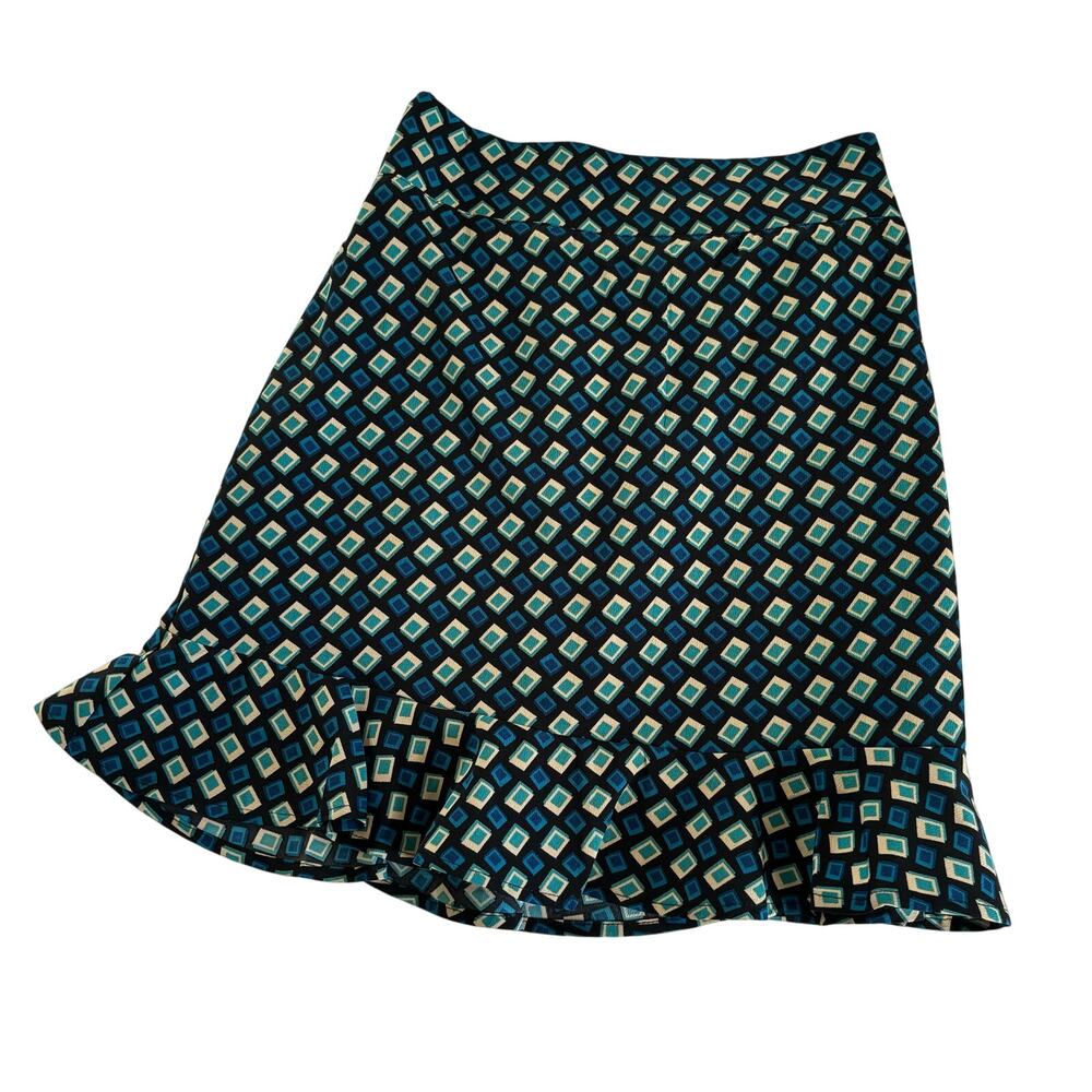 Band of the Free Colette Teal Diamond A-Line Ruffle Mini Skirt Women’s Size XS
